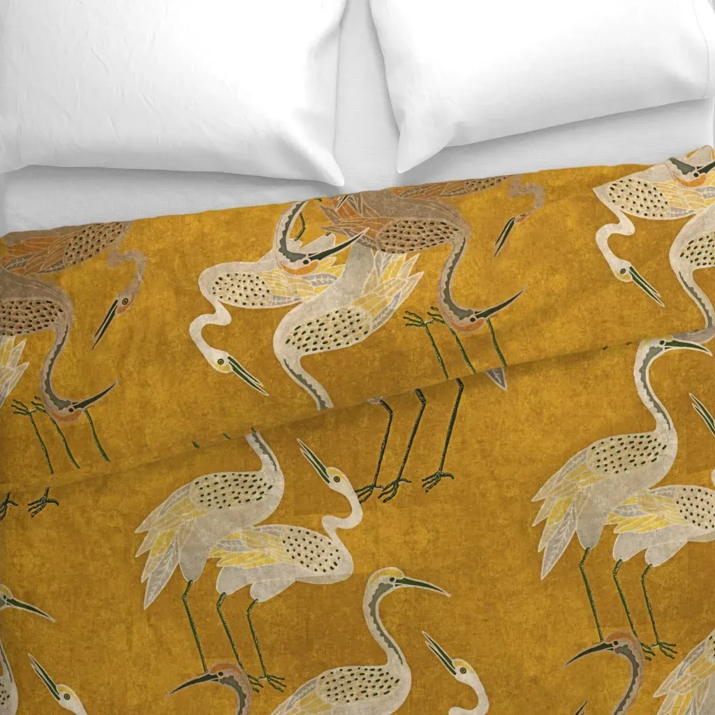 Deco Cranes Golden Hour Duvet Cover - Beige, Taupe alternate view