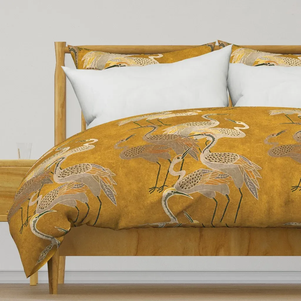 Deco Cranes Golden Hour Duvet Cover - Beige, Taupe product