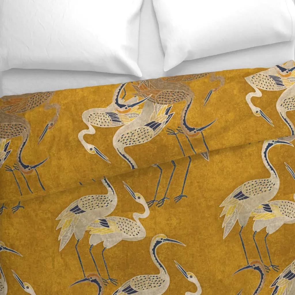 Deco Cranes Golden Hour Duvet Cover - Gold alternate view