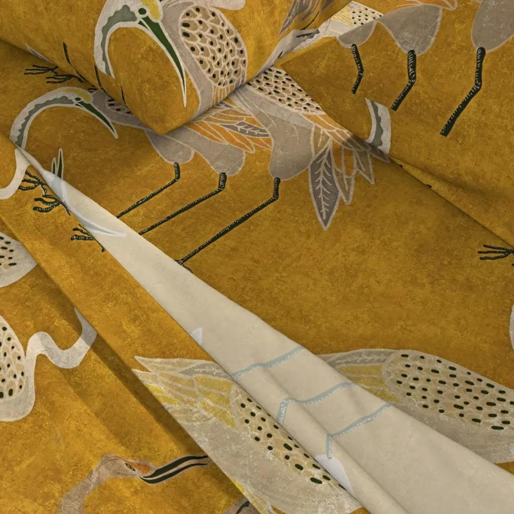 Deco Cranes Golden Hour Twin Size Sheet Set - Beige alternate view