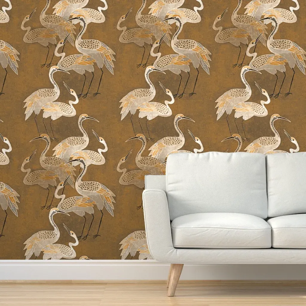 Deco Cranes Peel and Stick Wallpaper - Bronze Age product