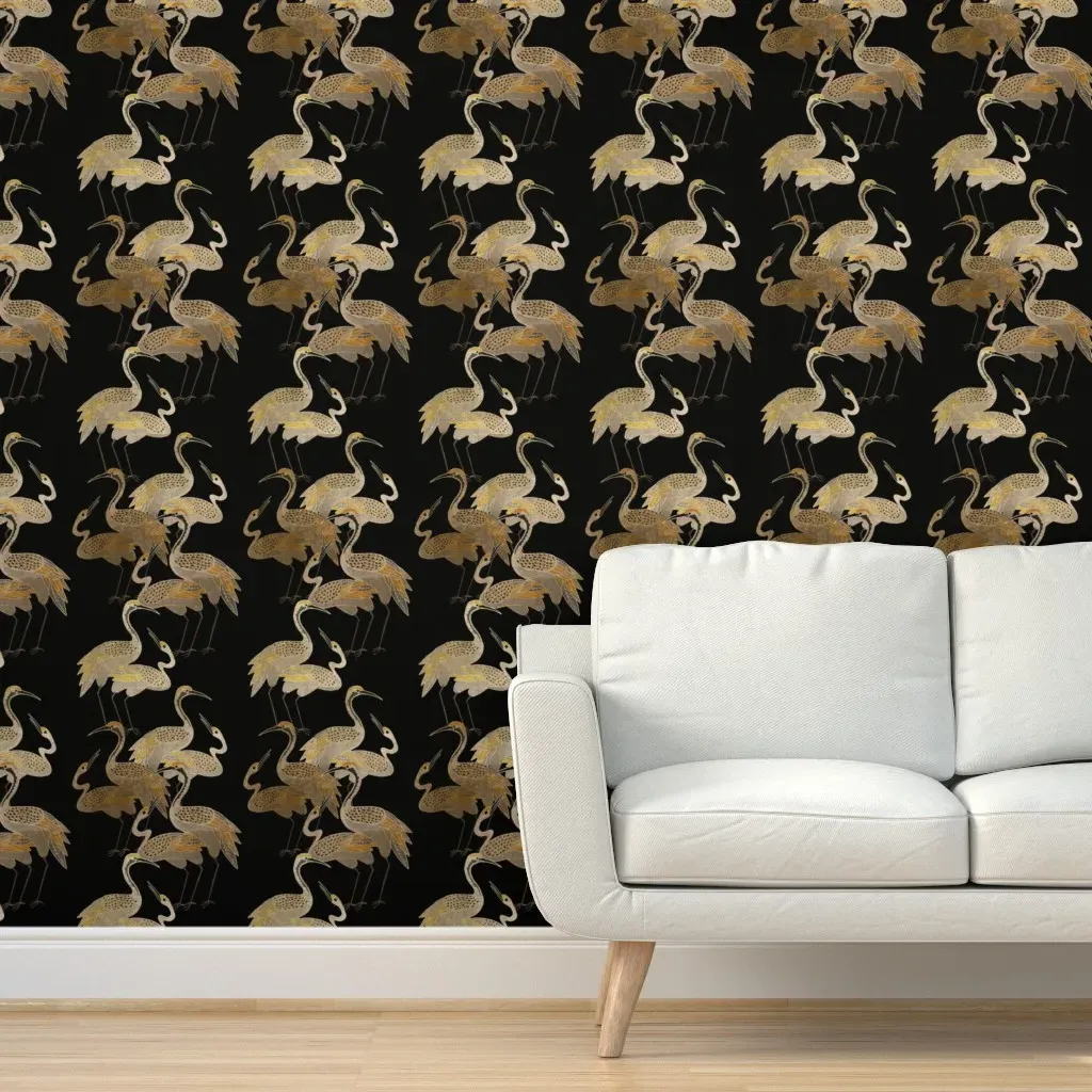 Deco Cranes Peel and Stick Wallpaper - Brown, Gray product