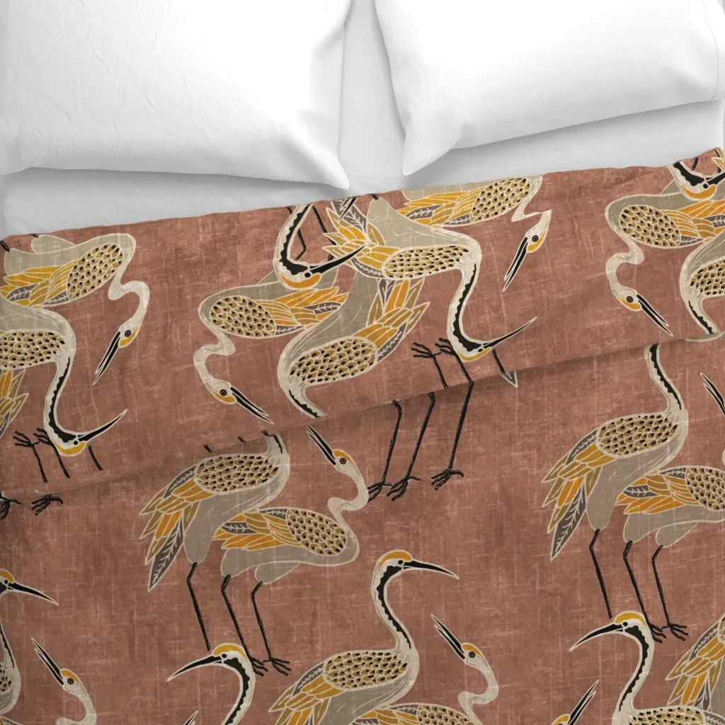 Deco Cranes Sedona Clay Duvet Cover - Dusty Rose alternate view