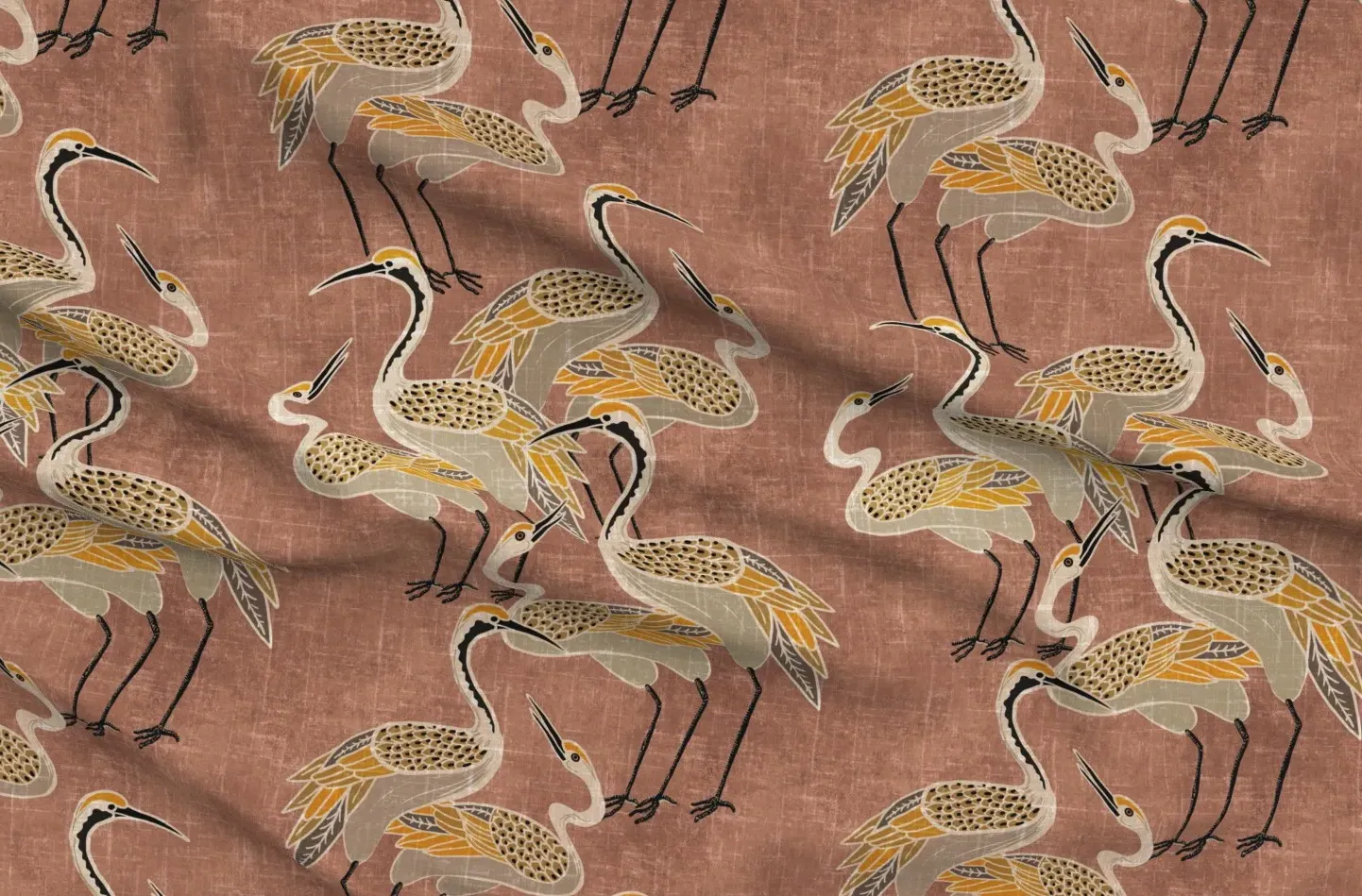 Deco Cranes Sedona Clay Pique Fabric - Dusty Rose product