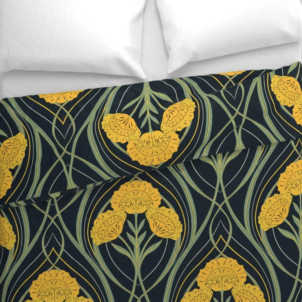 Deco Golden Flowing Carnation Duvet Cover - Yellow alternate view