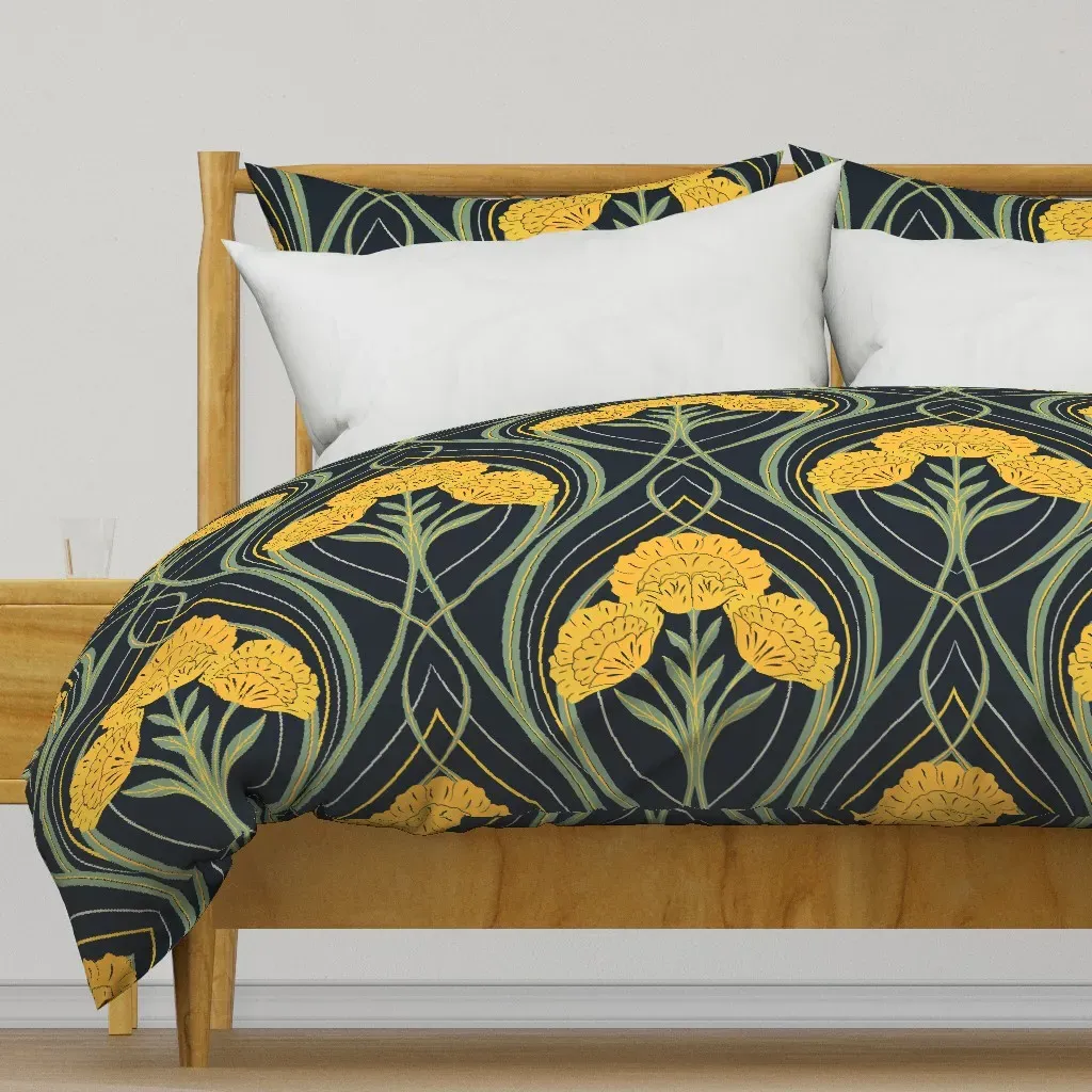 Deco Golden Flowing Carnation Duvet Cover - Yellow product