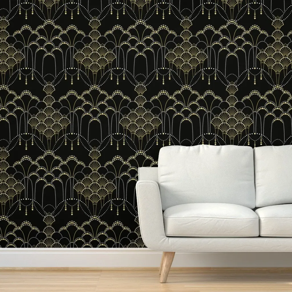 Deco Lace Peel and Stick Wallpaper - Black, Yellow, White product