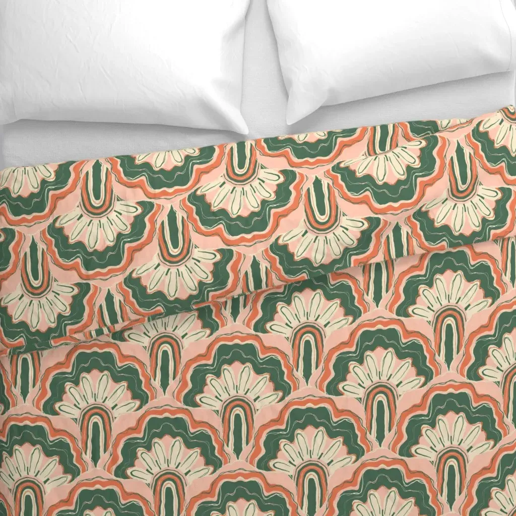 Deco Peacock Duvet Cover - Peach alternate view