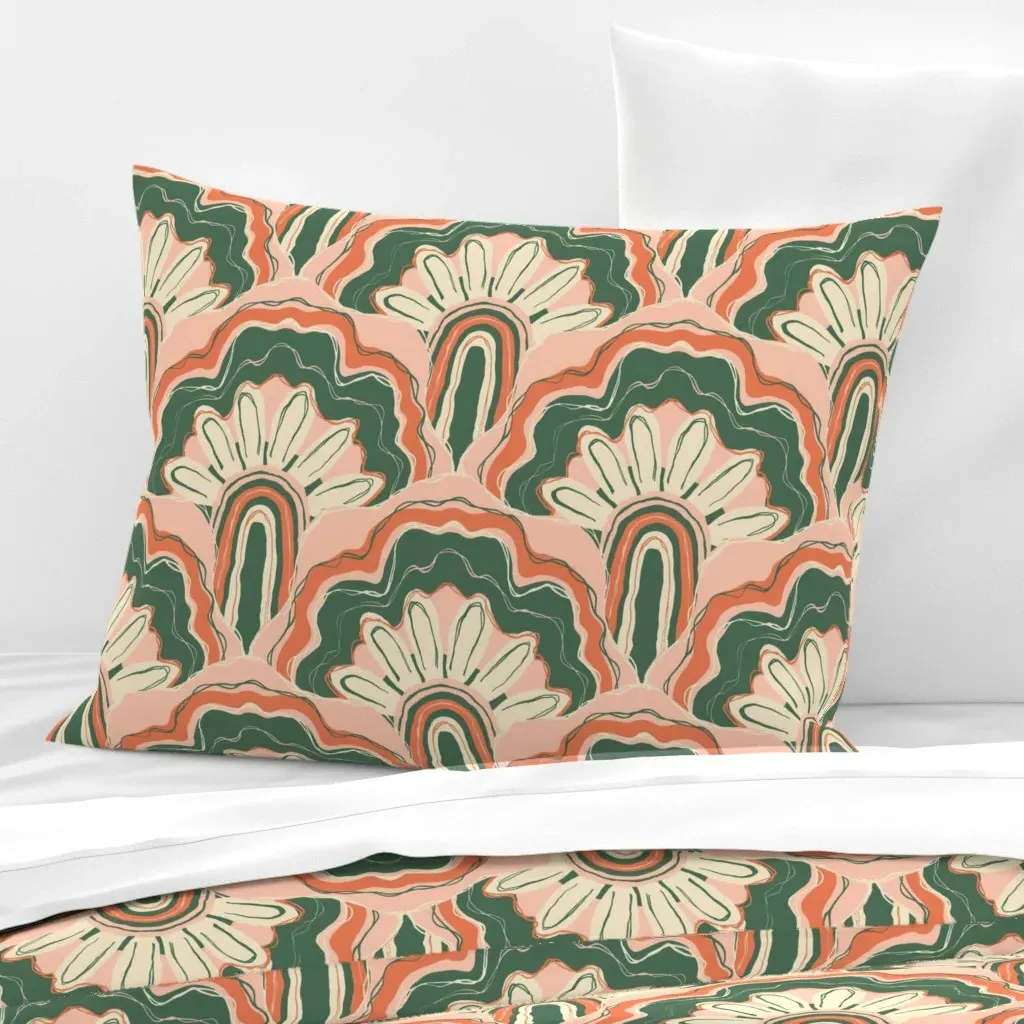 Deco Peacock Standard Knife Edge Cushion Cover - Peach, Cotton Sateen product