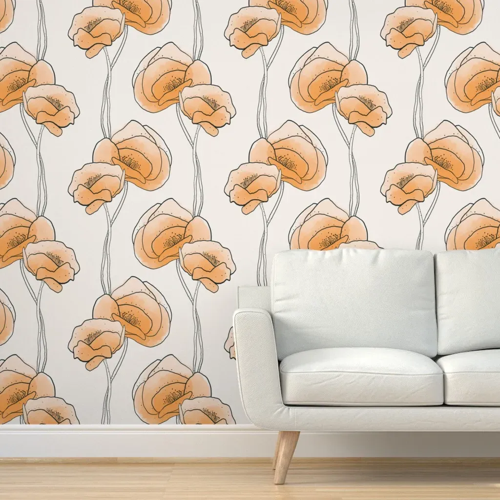 Deco Poppies Peel and Stick Wallpaper - Peach product