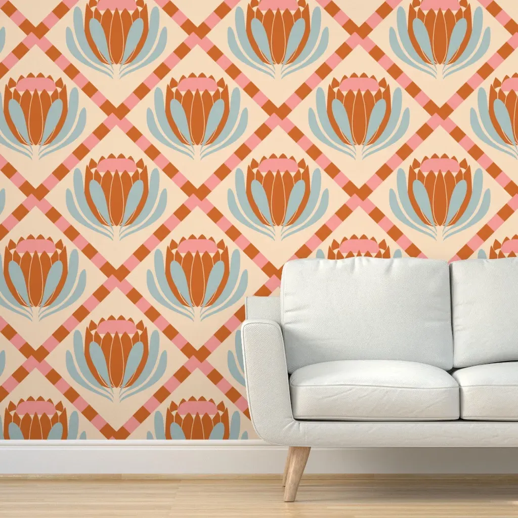Deco Protea Bloom Peel and Stick Wallpaper - Terracotta Orange product