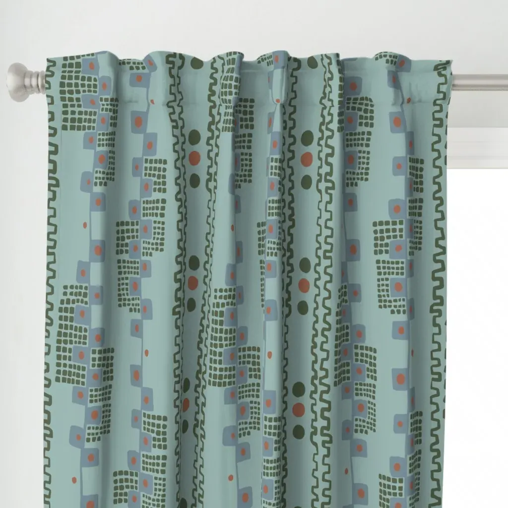 Deco Stripes Curtain Panel - Dusty Blue alternate view