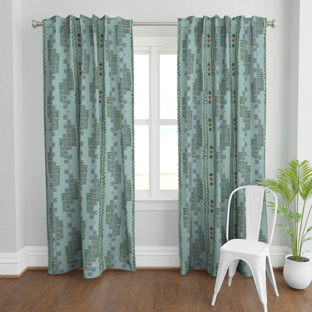 Deco Stripes Curtain Panel - Dusty Blue product