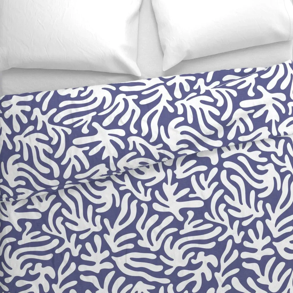 Decorative Leaves Summer Duvet Cover - White alternate view
