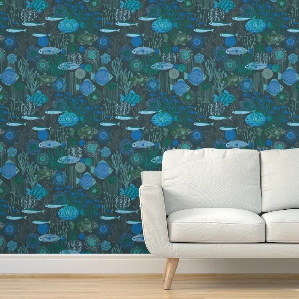 Deep Blue Sea Peel and Stick Wallpaper - Teal product