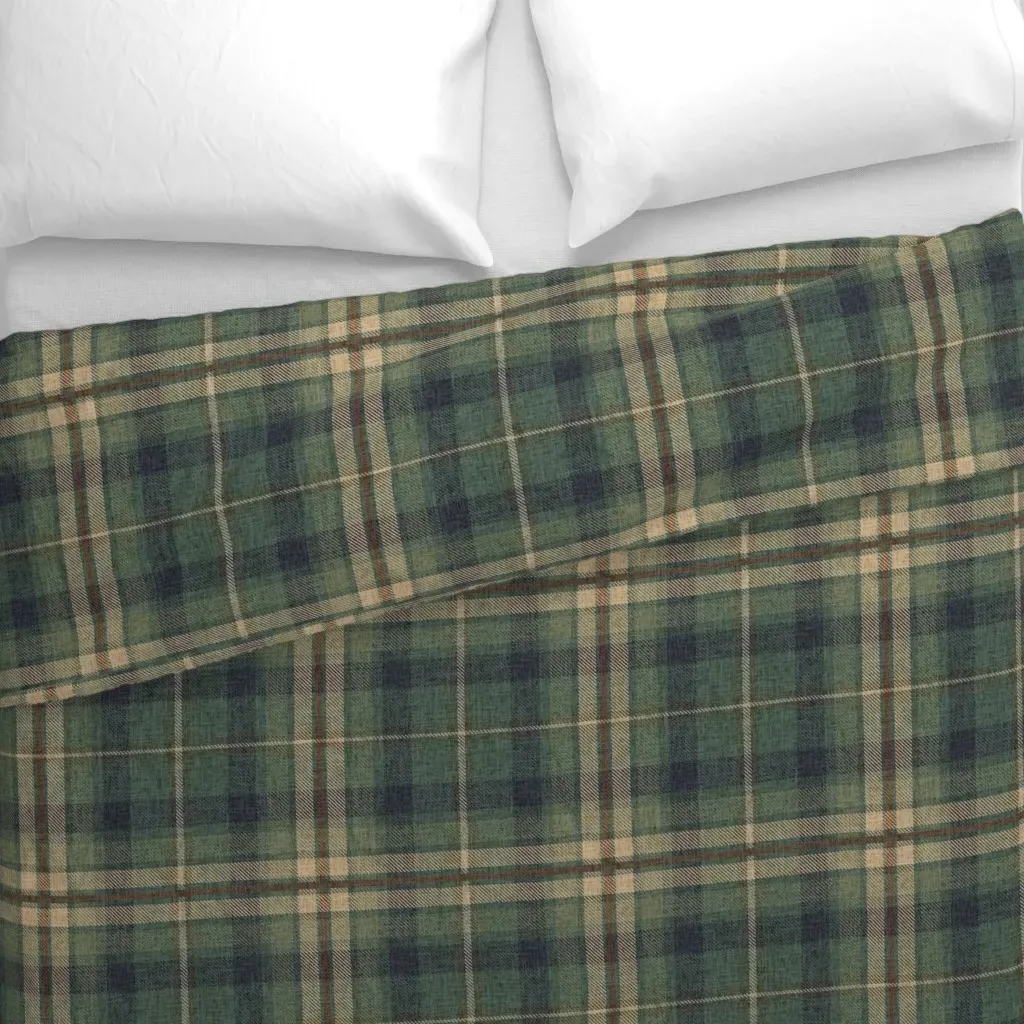 Deep Forest Green Plaid Duvet Cover - Green alternate view