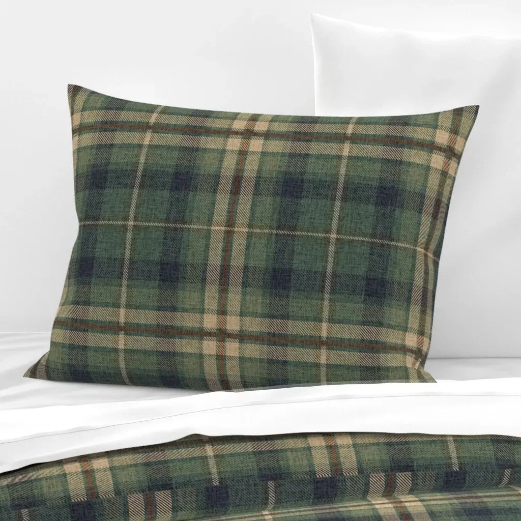 Deep Forest Green Plaid Standard Pillow Sham - Green, Cotton Sateen product