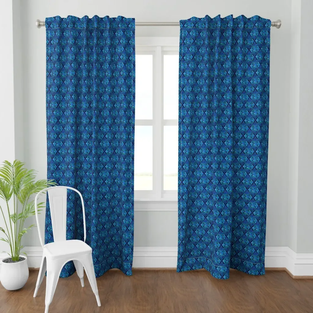 Deep Ocean Art Nouveau Curtain Panel - Dark Blue product