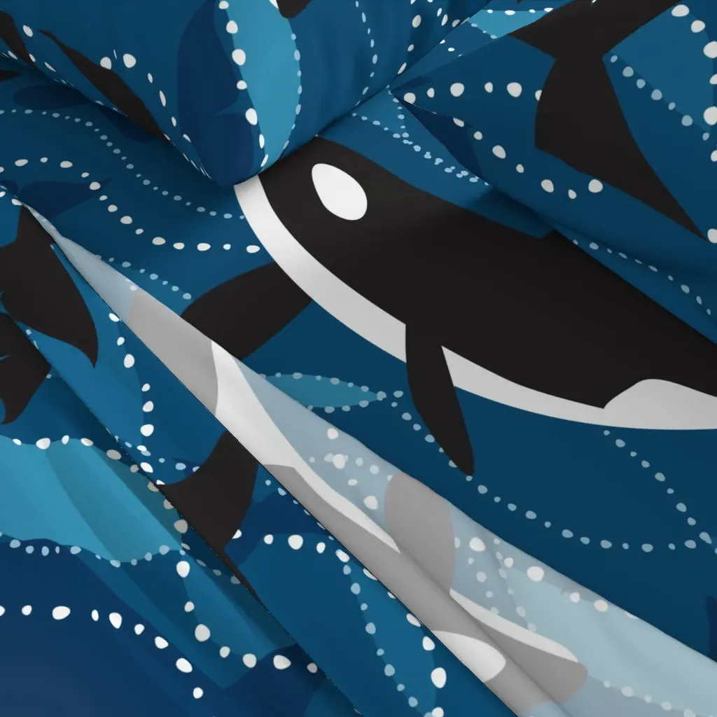 Deep Sea Orcas Large Twin Sheet Set - Black alternate view
