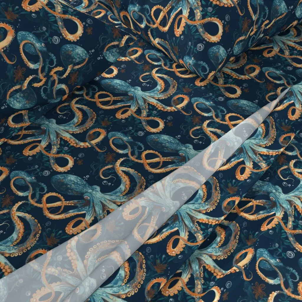 Deep Sea Spiral Oceanic Octopus Cal King Sheet Set - Teal alternate view