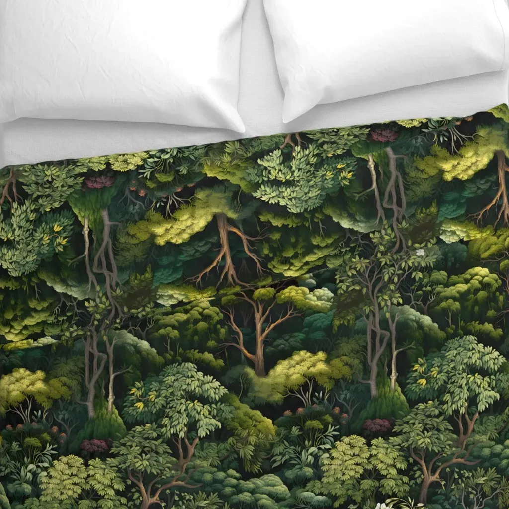 Deep Sleep Forest Wallpaper Duvet Cover - Green alternate view