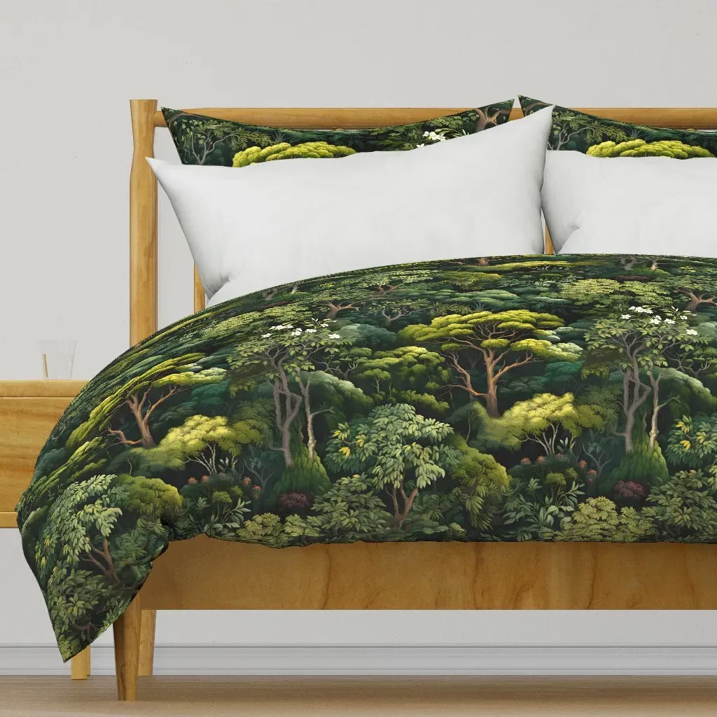 Deep Sleep Forest Wallpaper Duvet Cover - Green product
