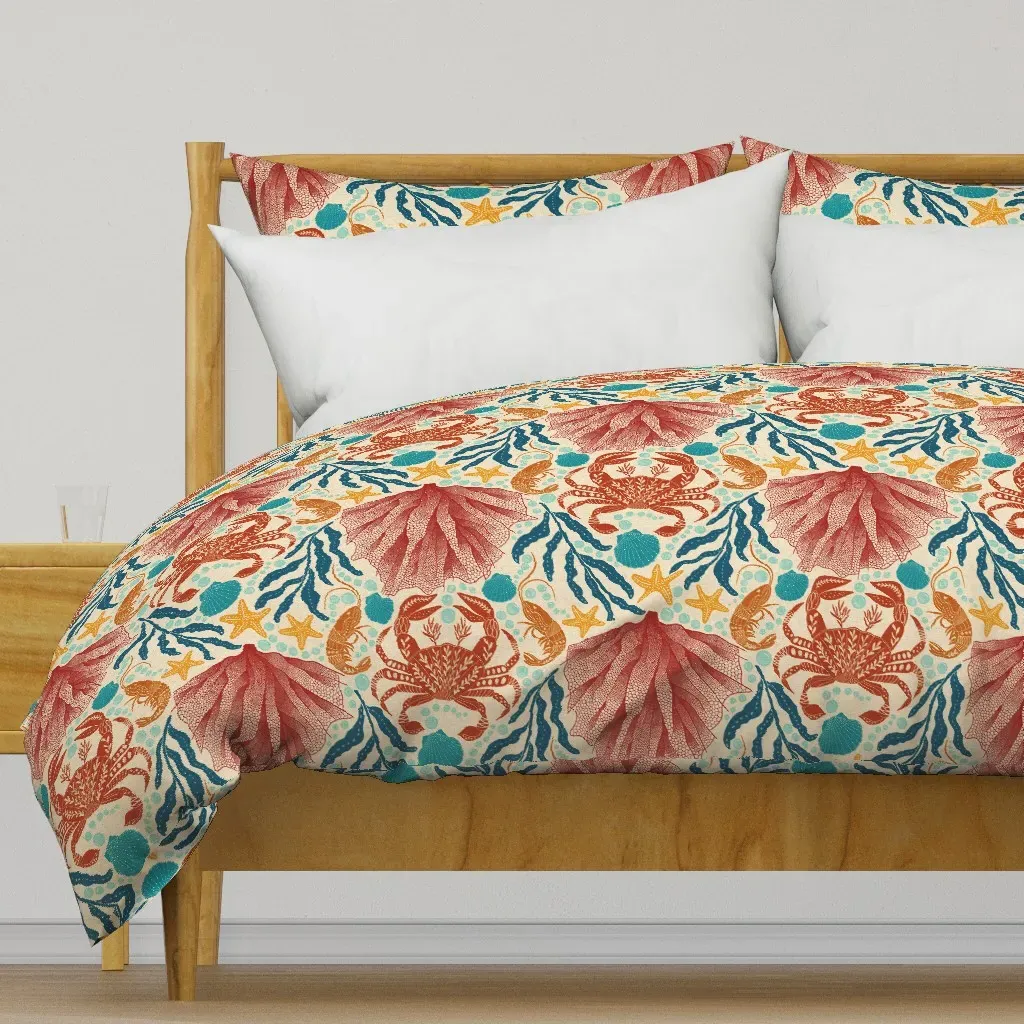 Deep Under The Ocean Vintage Duvet Cover - Red-Orange product