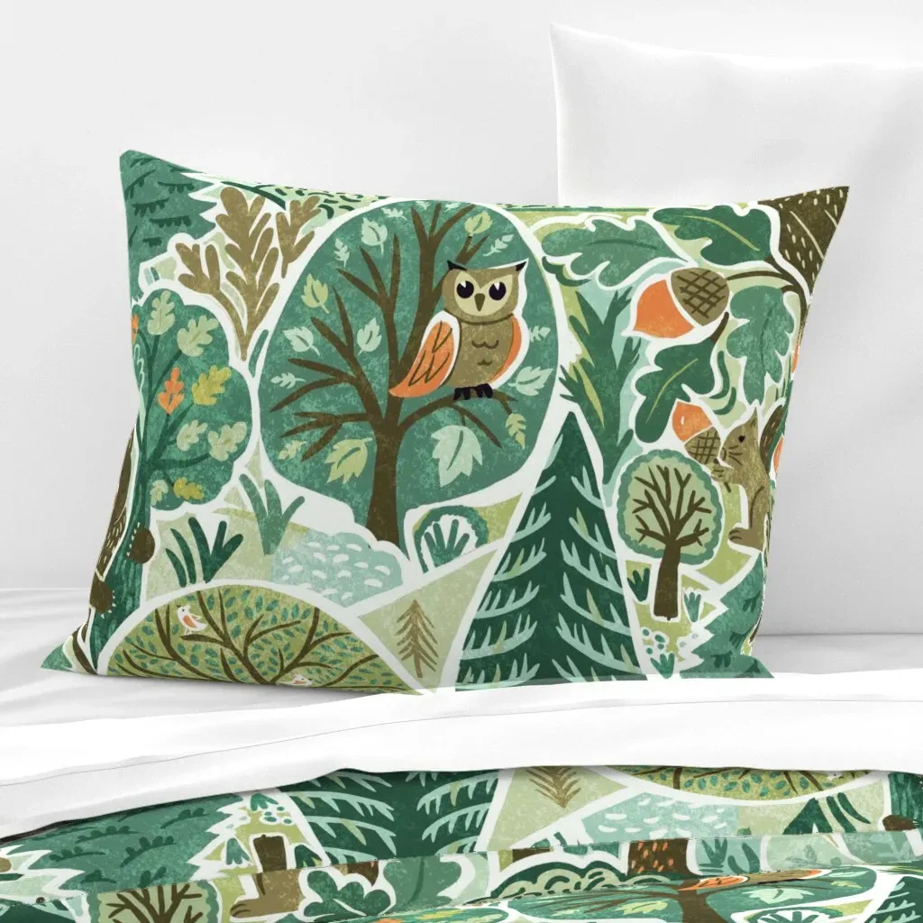 Deep Woods Wallpaper Standard Knife Edge - Green, Cotton Sateen product