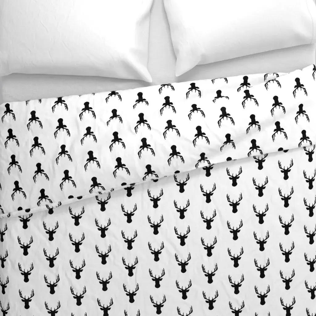 Deer Head Silhouettes Duvet Cover - Black alternate view