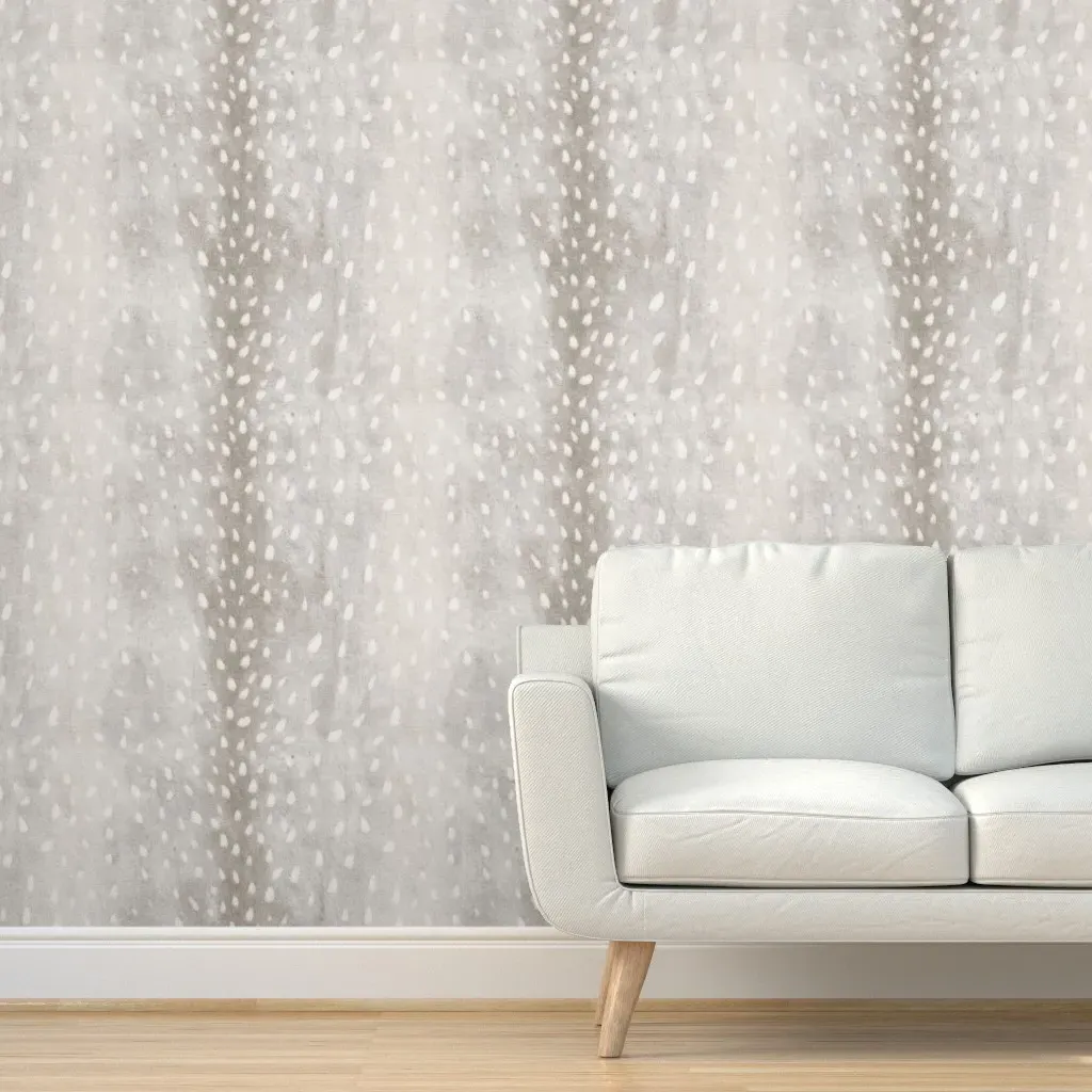Deer Hide Speckled Antelope Fawn Animal Print Peel and Stick Wallpaper - Taupe Gray product