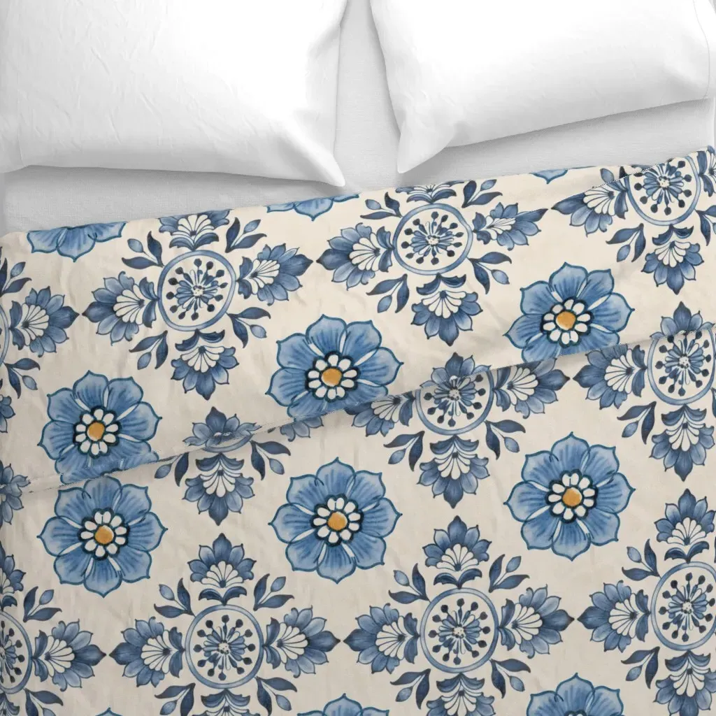 Delft Tile Flower Duvet Cover - Blue alternate view