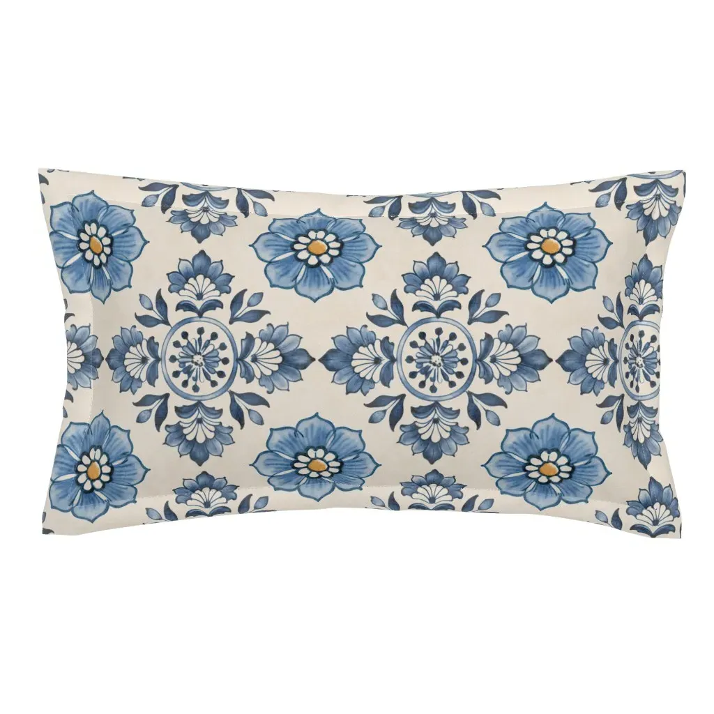 Delft Tile Flower King Pillow Sham - Blue product