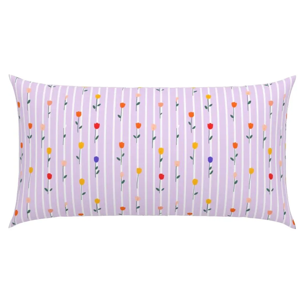 Delicate Floral Stripes Botanical King Pillow Sham - Purple product