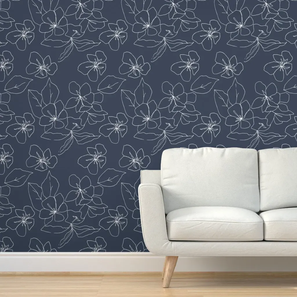 Delicate Flower Petals Peel and Stick Wallpaper - Blue product