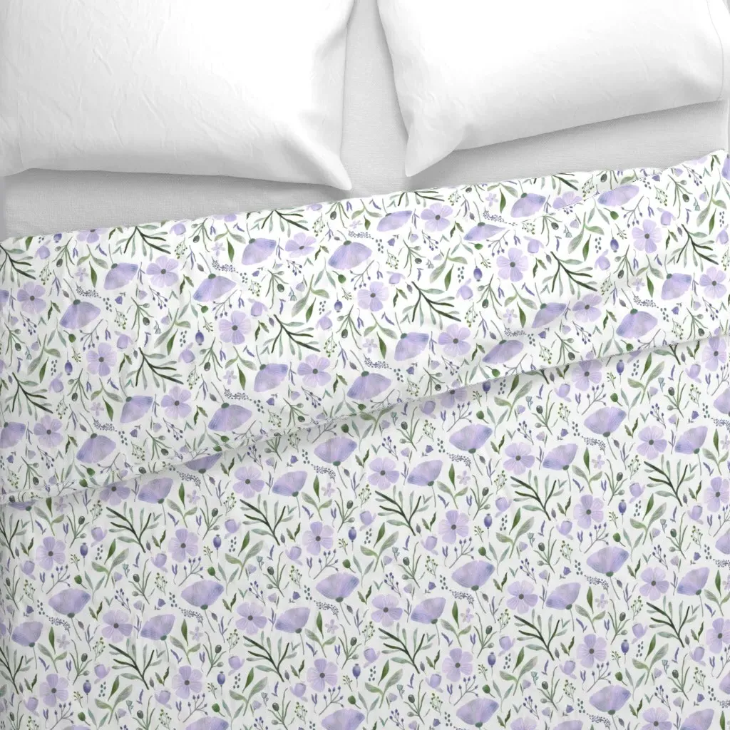 Delicate Pastel Flowers Duvet Cover - Lavender alternate view