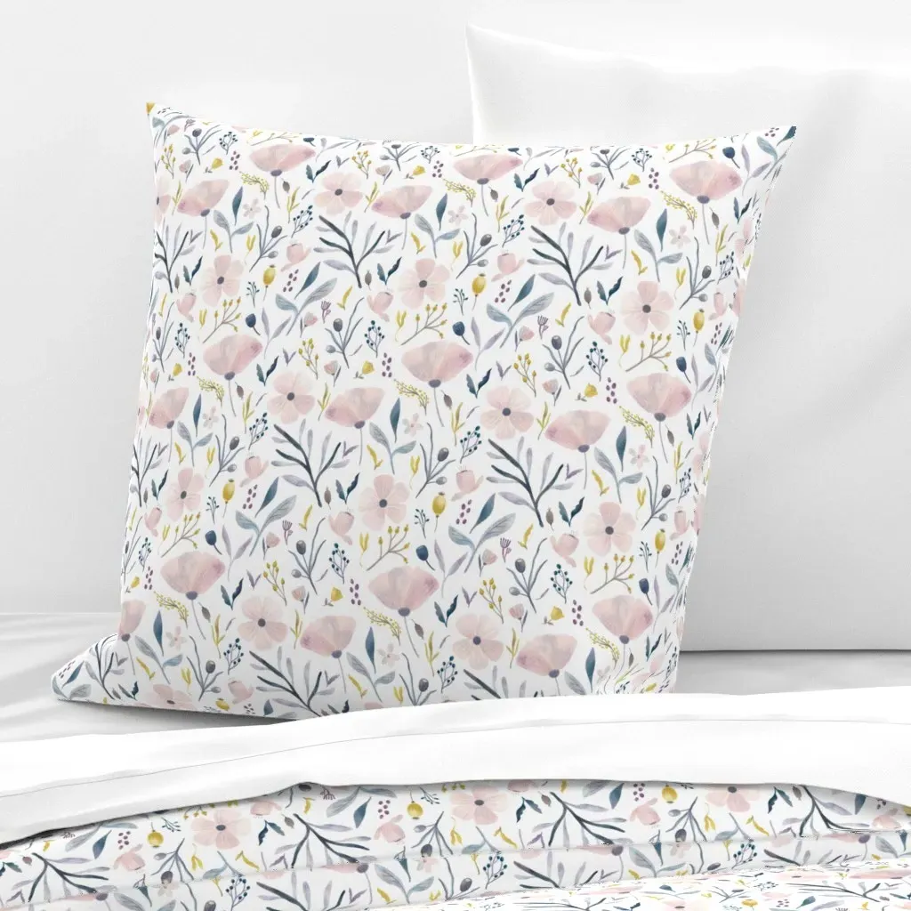 Delicate Pastel Flowers Euro Pillow Sham - Pink product