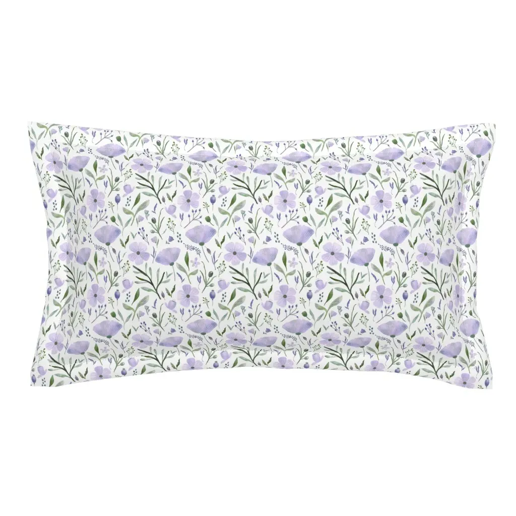 Delicate Pastel Flowers King Pillow Sham - Lavender product