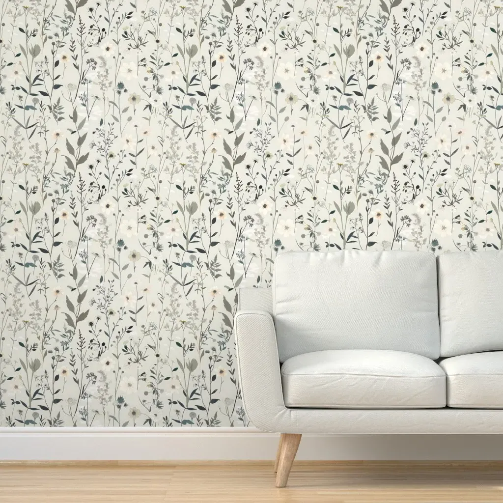 Delicate Wildflower Meadow Peel and Stick Wallpaper - Off-White product