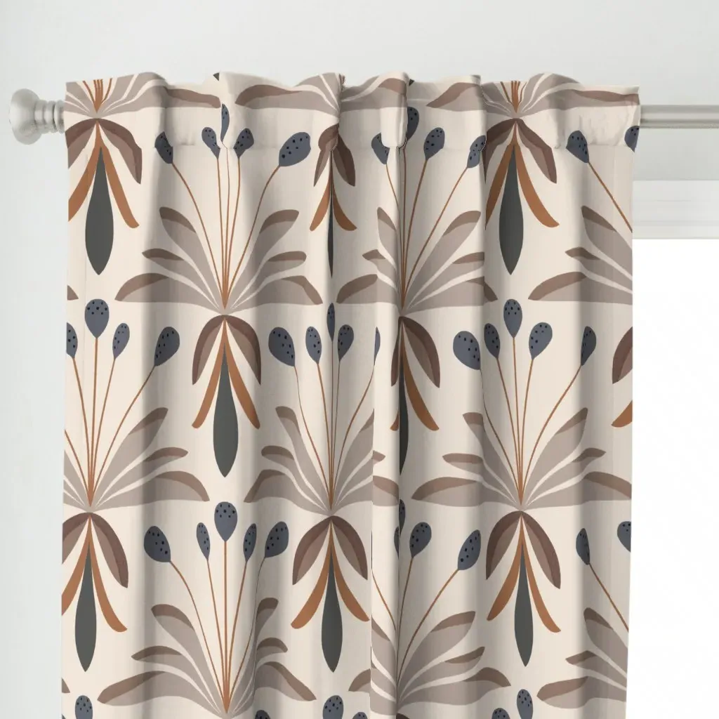 Delightful Deco Floral Curtain Panel - Beige alternate view