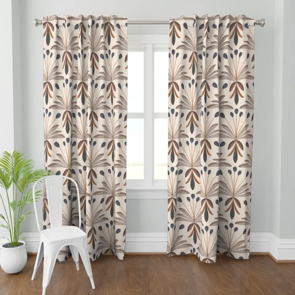 Delightful Deco Floral Curtain Panel - Beige product