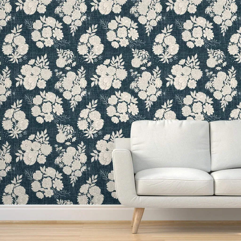 Delores Peel and Stick Wallpaper - Midnight Blue product