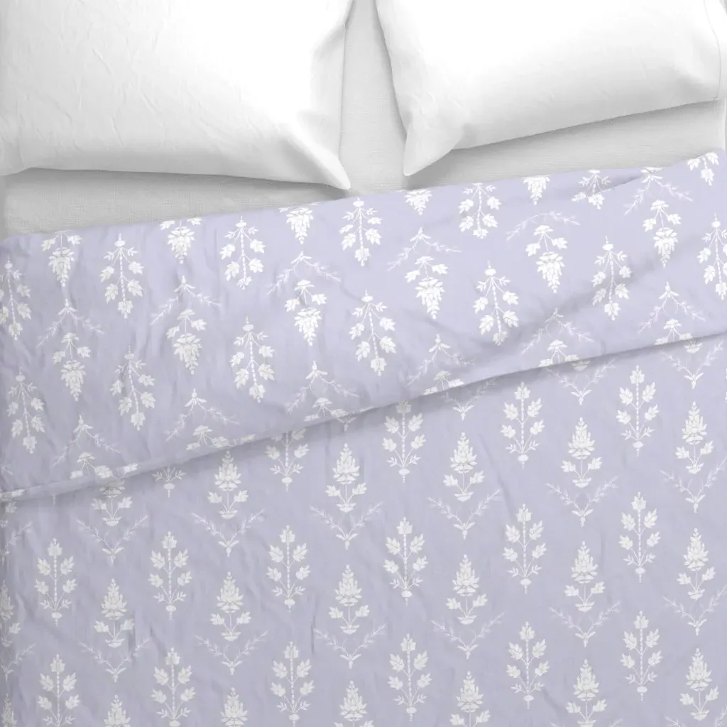 Delphinium Print Duvet Cover - White alternate view