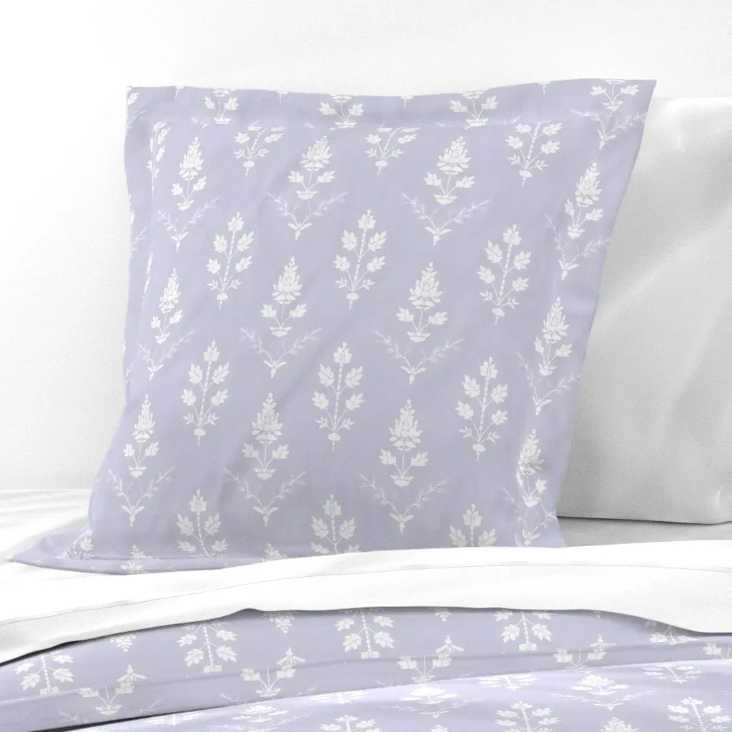 Delphinium Print Euro Pillow Sham - Lavender, White product