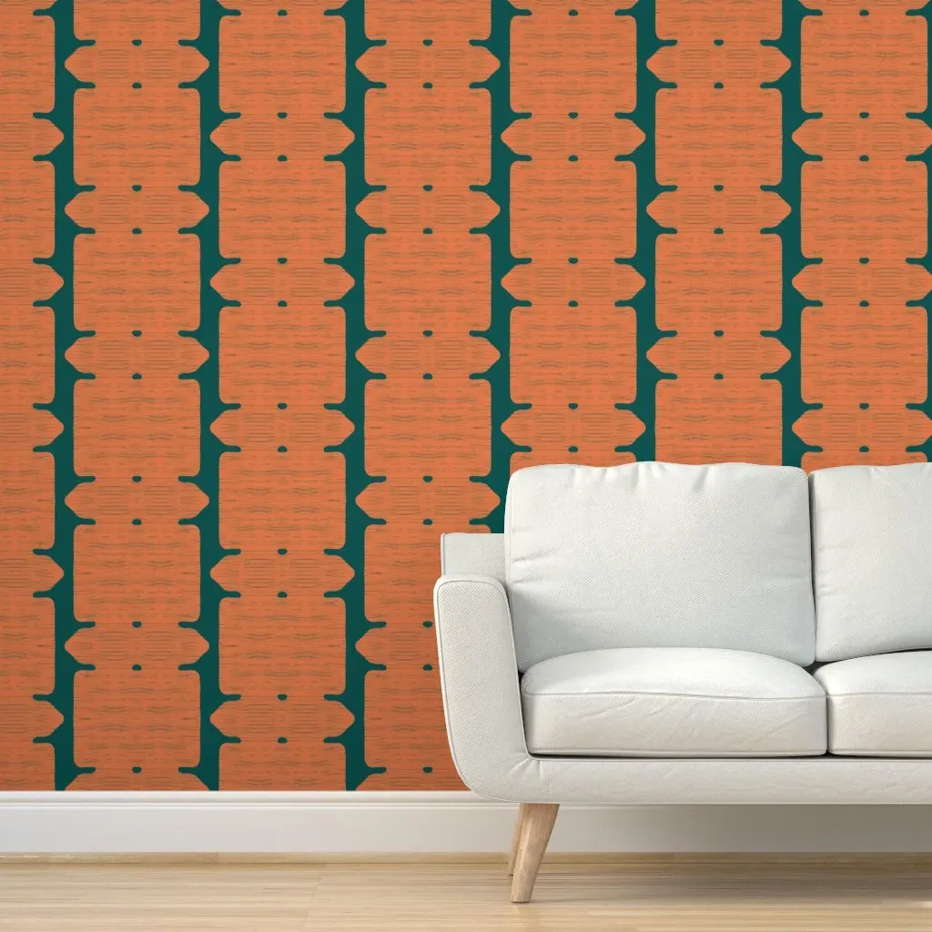 Demerara Groove Peel and Stick Wallpaper - Copper and Teal product