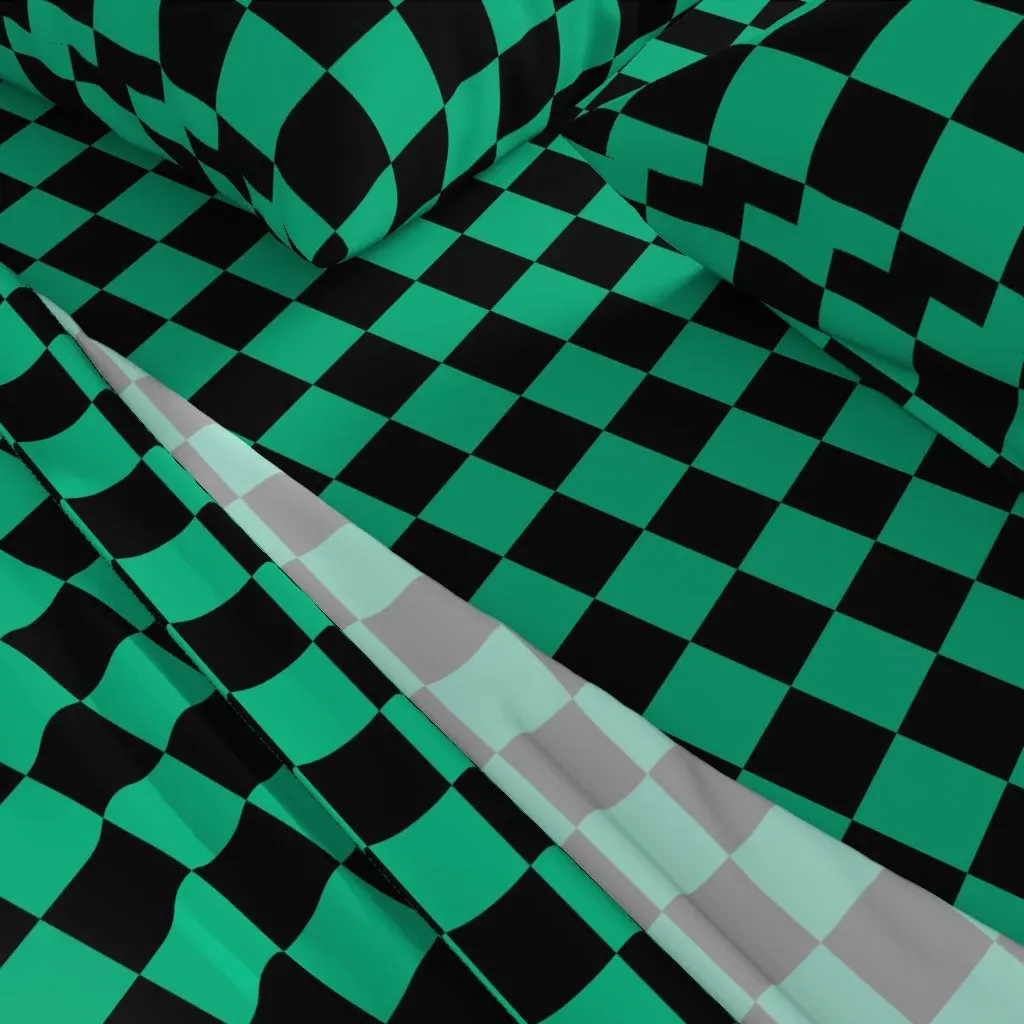 Demon Green & Black Checkers Twin Sheet Set - Emerald Green alternate view