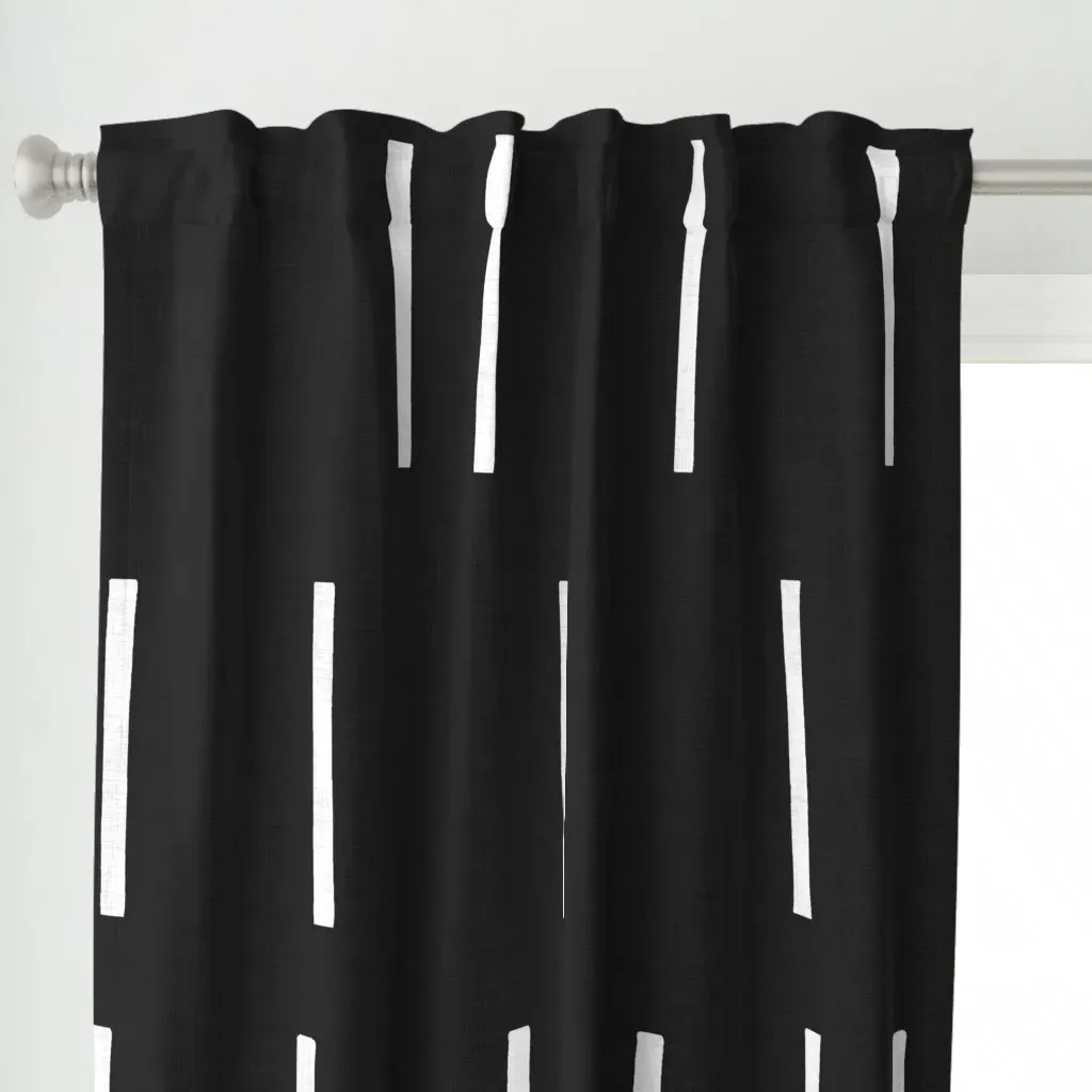 Denim Line Black Mudcloth Curtain Panel - White alternate view