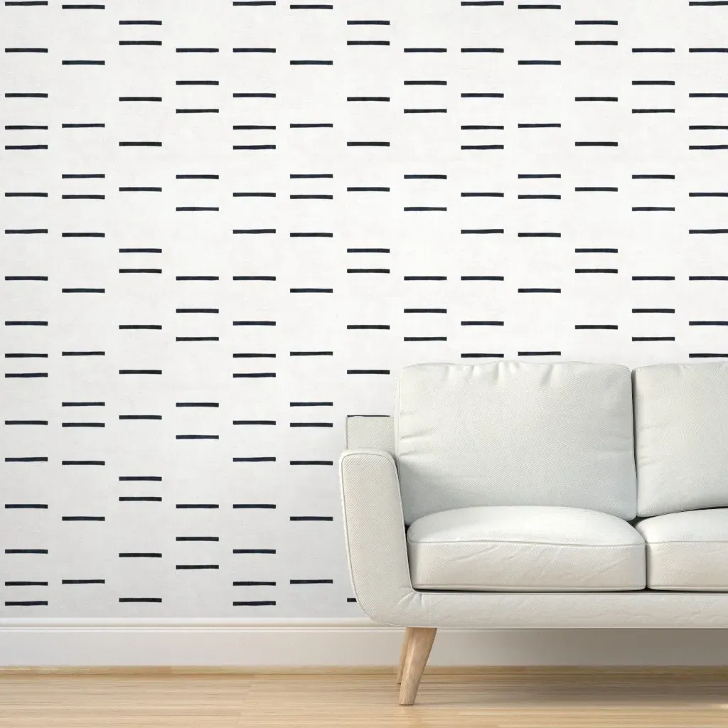 Denim Line Mudcloth Peel and Stick Wallpaper - White product