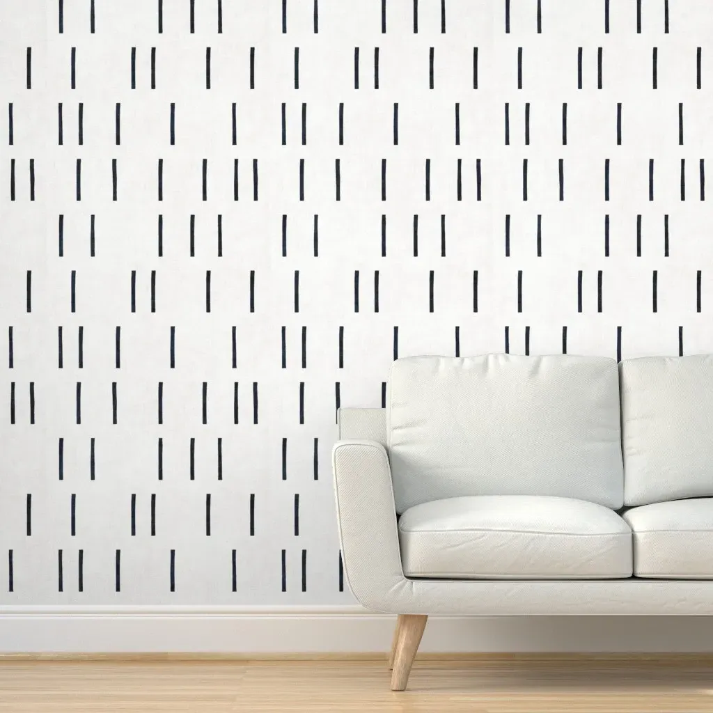 Denim Line Mudcloth Peel and Stick Wallpaper - White product