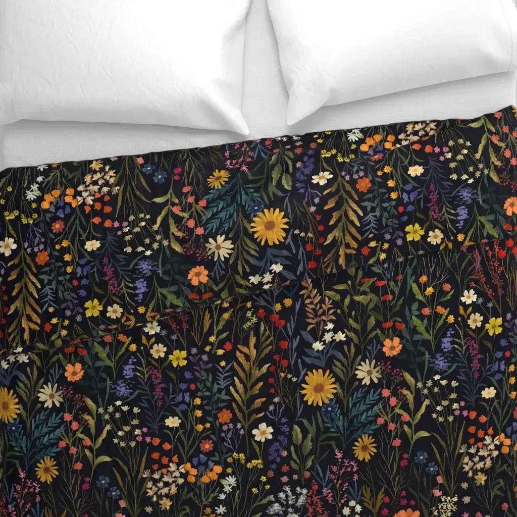 Dense Colorful Floral Pattern Duvet Cover - Yellow alternate view