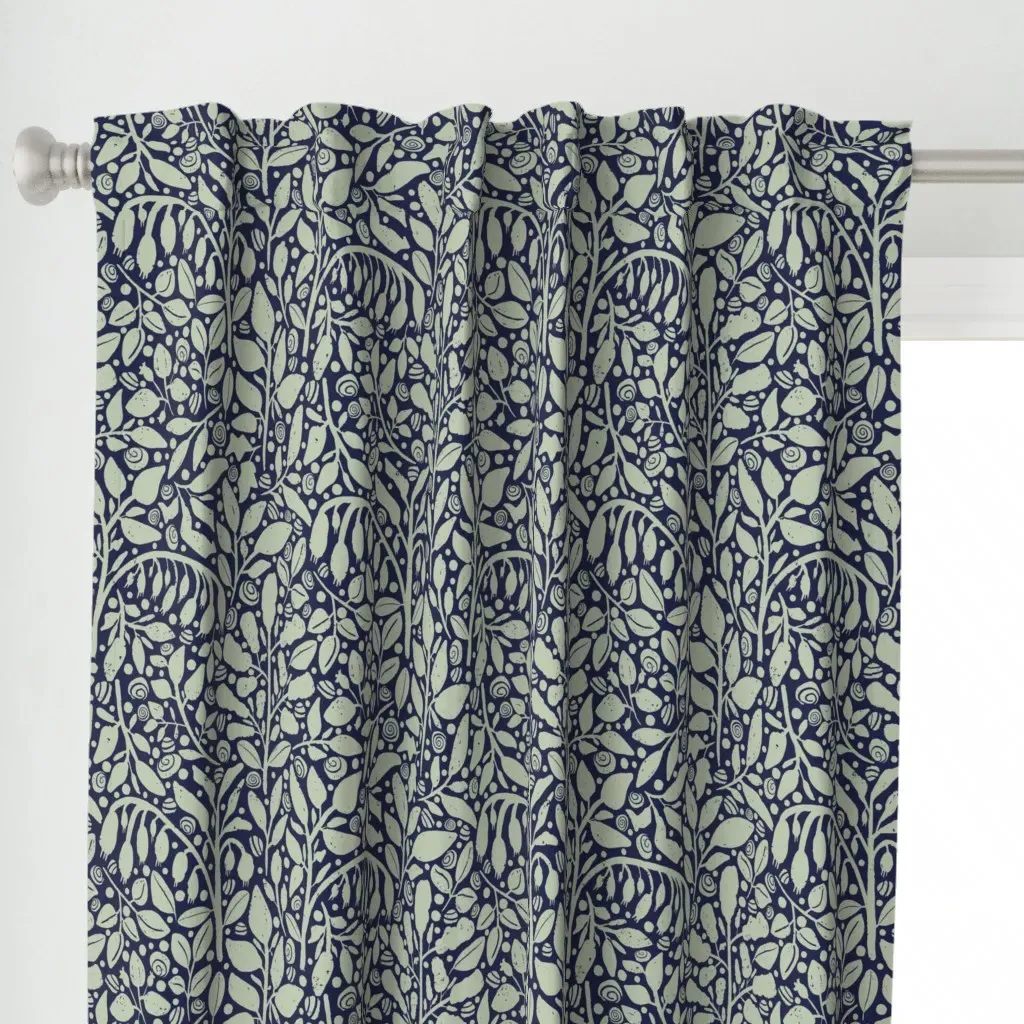 Dense Hand Drawn Curtain Panel - Sage Green alternate view